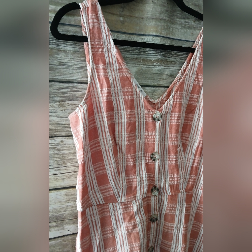 Maurices Peach Plaid Button-Front Midi Dress - Picture 4 of 10